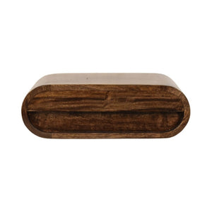English Elm Rounded Floating Mango Wood Nightstand Push Open Drawer Minimalist Bedroom Storage B182P510079