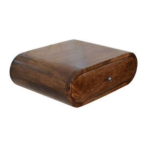 English Elm Rounded Floating Mango Wood Nightstand Push Open Drawer Minimalist Bedroom Storage B182P510079