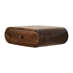 English Elm Rounded Floating Mango Wood Nightstand Push Open Drawer Minimalist Bedroom Storage B182P510079