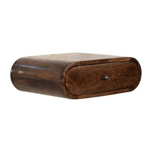 English Elm Rounded Floating Mango Wood Nightstand Push Open Drawer Minimalist Bedroom Storage B182P510079