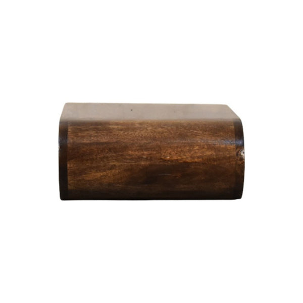 English Elm Rounded Floating Mango Wood Nightstand Push Open Drawer Minimalist Bedroom Storage B182P510079