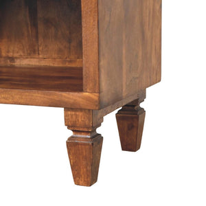 English Elm Solid Mango Wood Entryway Bench with Geometric Carvings Two Drawers and Open Shelf B182P532678