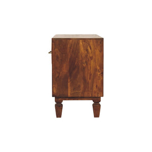 English Elm Solid Mango Wood Entryway Bench with Geometric Carvings Two Drawers and Open Shelf B182P532678