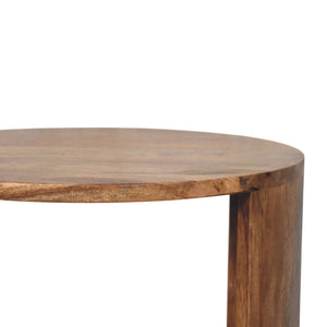 English Elm Solid Mango Wood Round Side Table Two Open Shelves Golden Teak Finish Living Room B182P532684