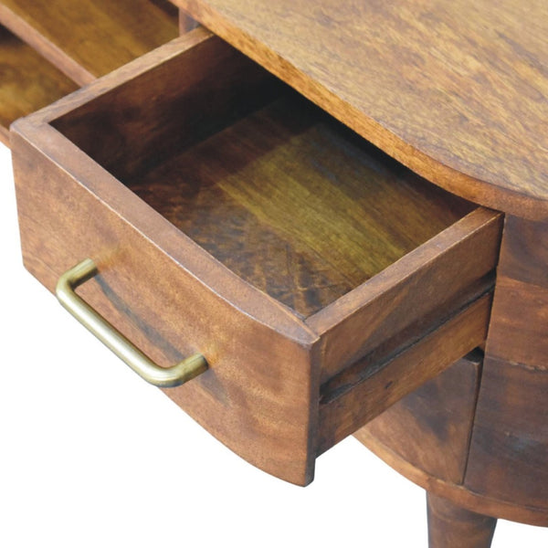 English Elm Solid Mango Wood Media Console with Brass Accents and Nordic Legs for Living Rooms B182P532687