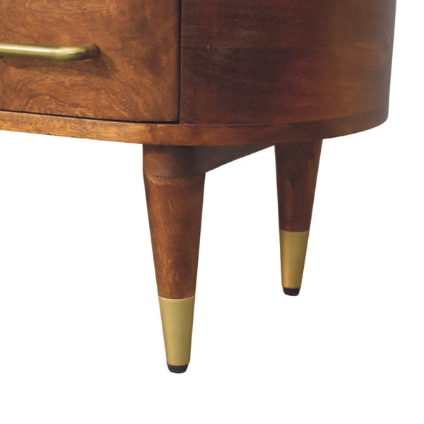English Elm Solid Mango Wood Media Console with Brass Accents and Nordic Legs for Living Rooms B182P532687