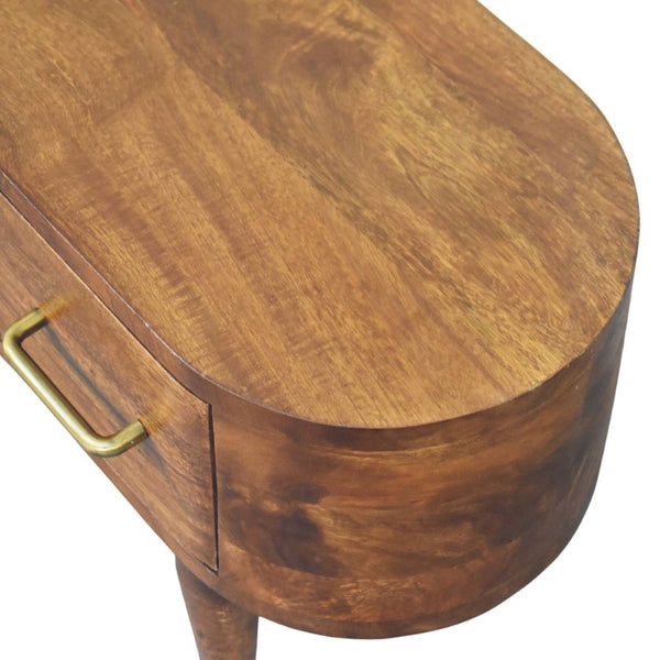 English Elm Solid Mango Wood Media Console with Brass Accents Tapered Legs and Artisan Finish B182P532688