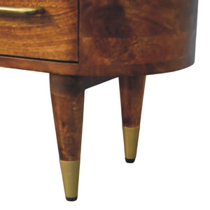 English Elm Solid Mango Wood Media Console with Brass Accents Tapered Legs and Artisan Finish B182P532688