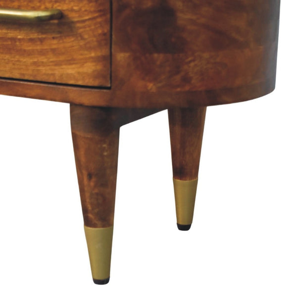 English Elm Solid Mango Wood Media Console with Brass Accents Tapered Legs and Artisan Finish B182P532688