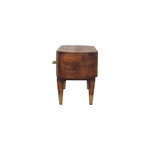 English Elm Solid Mango Wood Media Console with Brass Accents Tapered Legs and Artisan Finish B182P532688