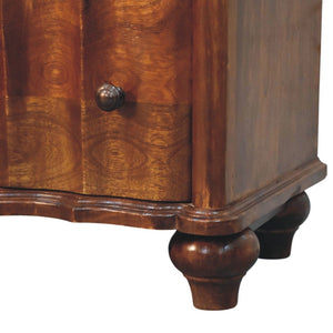 English Elm Solid Mango Wood Three Drawer Chest Handcrafted with Chestnut Finish and Brass Knobs B182P532690