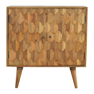 English Elm Solid Mango Wood Cabinet Pineapple Carved Doors Nordic Feet Bohemian Accent Storage B182P532693