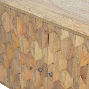 English Elm Solid Mango Wood Cabinet Pineapple Carved Doors Nordic Feet Bohemian Accent Storage B182P532693