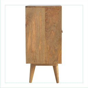 English Elm Solid Mango Wood Cabinet Pineapple Carved Doors Nordic Feet Bohemian Accent Storage B182P532693