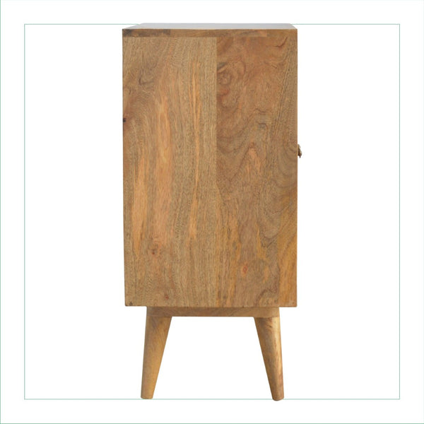 English Elm Solid Mango Wood Cabinet Pineapple Carved Doors Nordic Feet Bohemian Accent Storage B182P532693