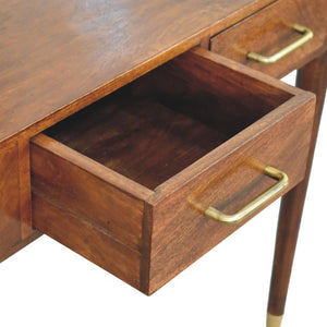 English Elm Solid Mango Wood Console Table Woven Cane Panels Brass Hardware Entryway Storage B182P556742