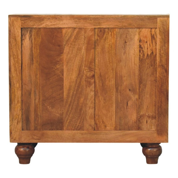 English Elm Solid Mango Wood Arched Groove Cabinet with Brass Hardware for Living Room Storage B182P556747
