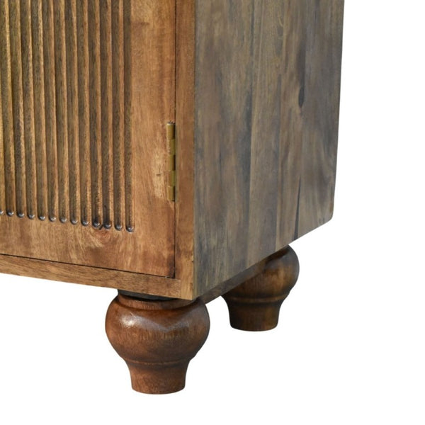 English Elm Solid Mango Wood Arched Groove Cabinet with Brass Hardware for Living Room Storage B182P556747