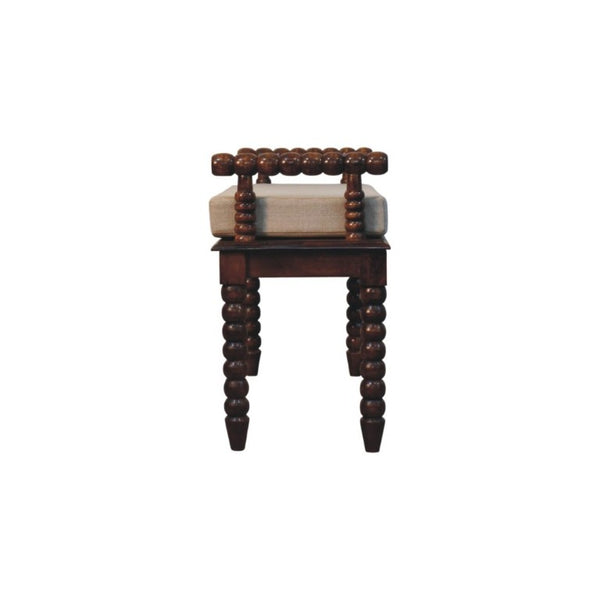 English Elm Solid Mango Wood Entryway Bench with Spindle Legs and Upholstered Padded Seat B182P556748