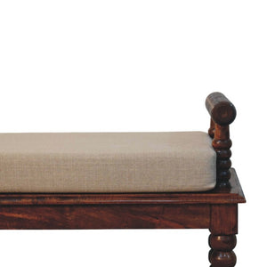 English Elm Solid Mango Wood Entryway Bench with Spindle Legs and Upholstered Padded Seat B182P556748