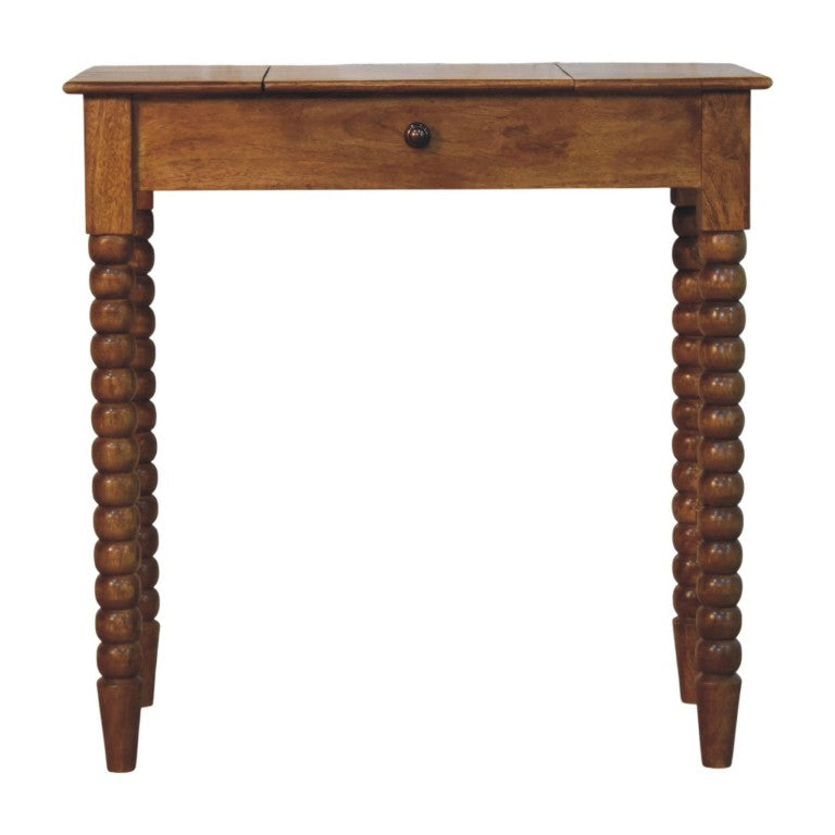 English Elm Artisan Furniture Mango Wood Vanity Table with Lift Mirror and Four Hidden Compartments B182P611660