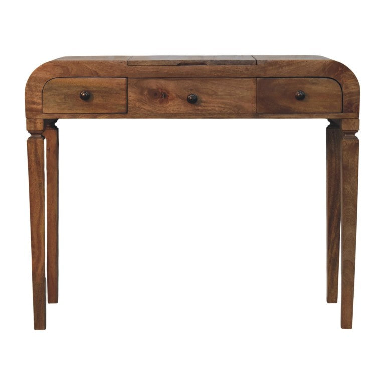 English Elm Artisan Furniture Mango Wood Vanity with Lift Mirror and Six Storage Compartments B182P611661