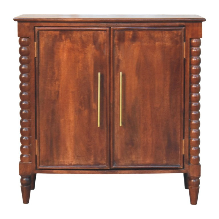 English Elm Artisan Furniture Mango Wood Heritage Spindle Cabinet with Brass Hardware for Dining Rooms B182P611662