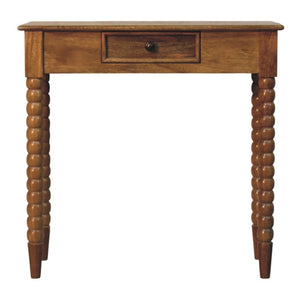 English Elm Artisan Solid Mango Wood Spindle Console Table with Drawer for Entryway or Hallway B182P611664