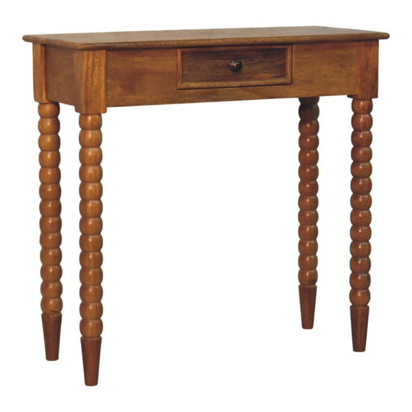 English Elm Artisan Solid Mango Wood Spindle Console Table with Drawer for Entryway or Hallway B182P611664