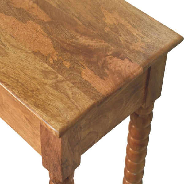 English Elm Artisan Solid Mango Wood Spindle Console Table with Drawer for Entryway or Hallway B182P611664