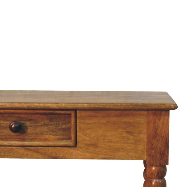 English Elm Artisan Solid Mango Wood Spindle Console Table with Drawer for Entryway or Hallway B182P611664