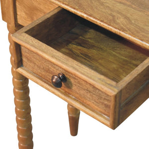English Elm Artisan Solid Mango Wood Spindle Console Table with Drawer for Entryway or Hallway B182P611664