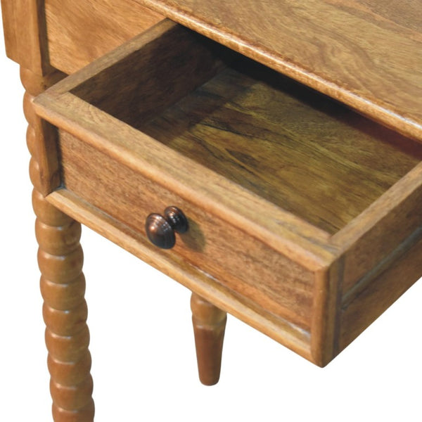 English Elm Artisan Solid Mango Wood Spindle Console Table with Drawer for Entryway or Hallway B182P611664
