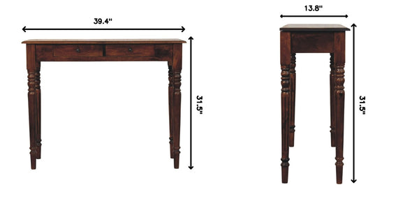English Elm Artisan Furniture Mango Wood Entryway Console Table with Turned Legs and Two Drawers B182P611666