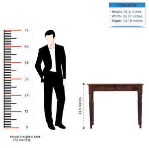 English Elm Artisan Furniture Mango Wood Entryway Console Table with Turned Legs and Two Drawers B182P611666