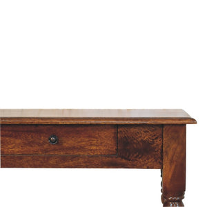 English Elm Artisan Furniture Mango Wood Entryway Console Table with Turned Legs and Two Drawers B182P611666