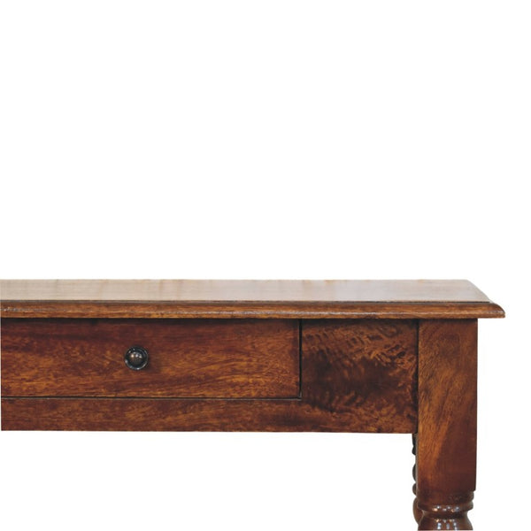 English Elm Artisan Furniture Mango Wood Entryway Console Table with Turned Legs and Two Drawers B182P611666