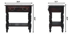 English Elm Artisan Furniture Mango Wood Side Table with Drawer and Shelf in Warm Oak Finish B182P611667