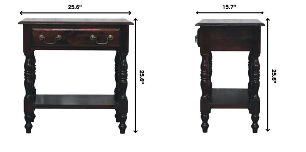English Elm Artisan Furniture Mango Wood Side Table with Drawer and Shelf in Warm Oak Finish B182P611667