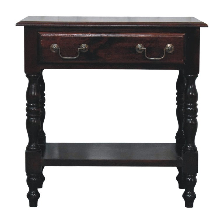 English Elm Artisan Furniture Mango Wood Side Table with Drawer and Shelf in Warm Oak Finish B182P611667
