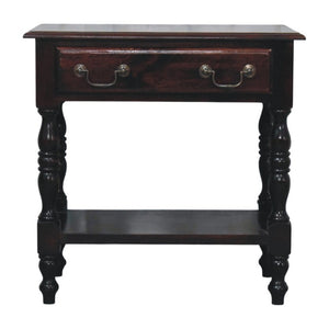 English Elm Artisan Furniture Mango Wood Side Table with Drawer and Shelf in Warm Oak Finish B182P611667