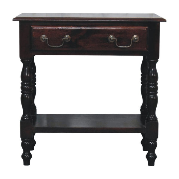 English Elm Artisan Furniture Mango Wood Side Table with Drawer and Shelf in Warm Oak Finish B182P611667