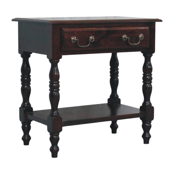 English Elm Artisan Furniture Mango Wood Side Table with Drawer and Shelf in Warm Oak Finish B182P611667