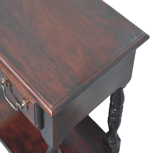 English Elm Artisan Furniture Mango Wood Side Table with Drawer and Shelf in Warm Oak Finish B182P611667