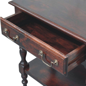 English Elm Artisan Furniture Mango Wood Side Table with Drawer and Shelf in Warm Oak Finish B182P611667
