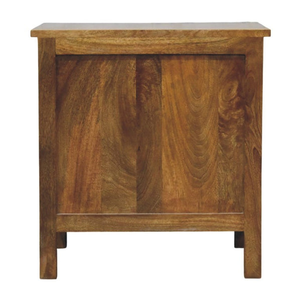 English Elm Artisan Furniture Mango Wood Two Drawer Nightstand with Amber Oak Finish Classic Bedroom B182P611668