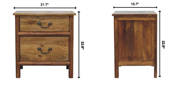 English Elm Artisan Furniture Mango Wood Two Drawer Nightstand with Amber Oak Finish Classic Bedroom B182P611668