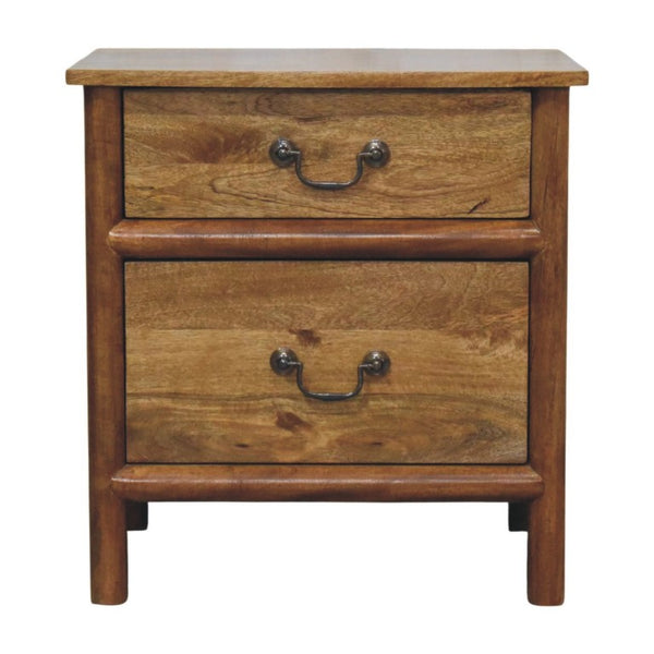 English Elm Artisan Furniture Mango Wood Two Drawer Nightstand with Amber Oak Finish Classic Bedroom B182P611668