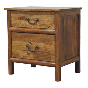 English Elm Artisan Furniture Mango Wood Two Drawer Nightstand with Amber Oak Finish Classic Bedroom B182P611668