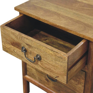 English Elm Artisan Furniture Mango Wood Two Drawer Nightstand with Amber Oak Finish Classic Bedroom B182P611668